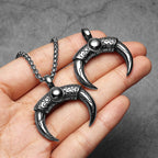 Ox Horn Pendant Necklace — Stainless Steel