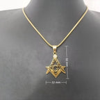Masonic Necklace for Men Gold Silver Plated Mason Energy Freemason Pendant Stainless Steel Amulet Religious Gothic Punk