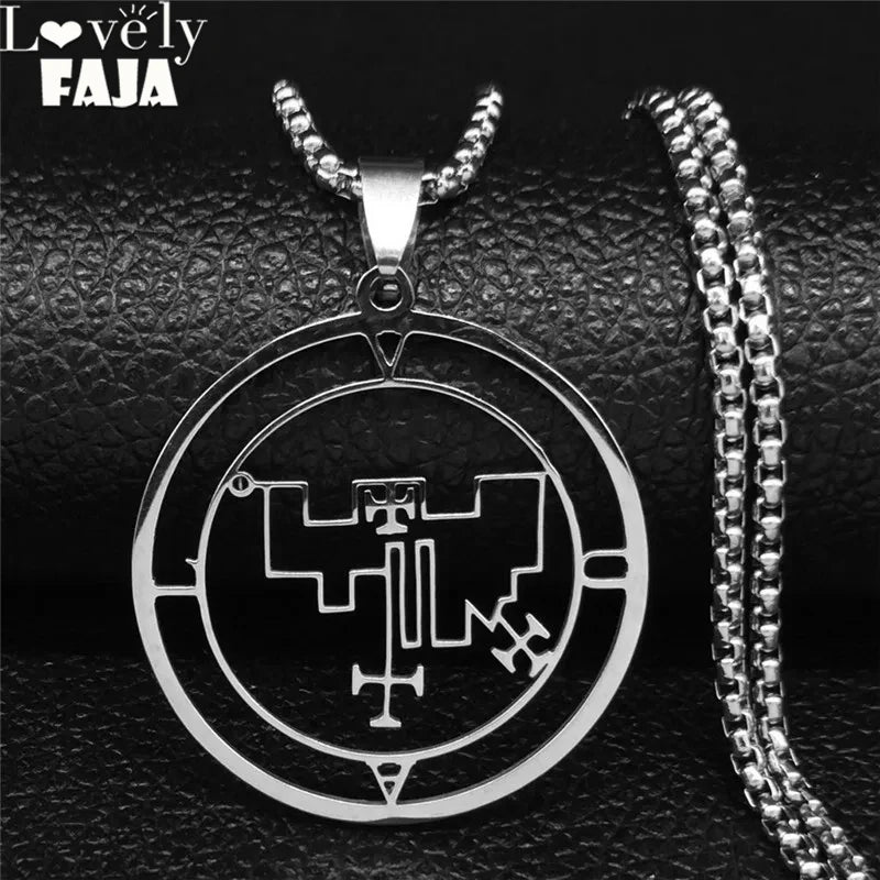 Demon Seal Vual Pendant — Silver Stainless