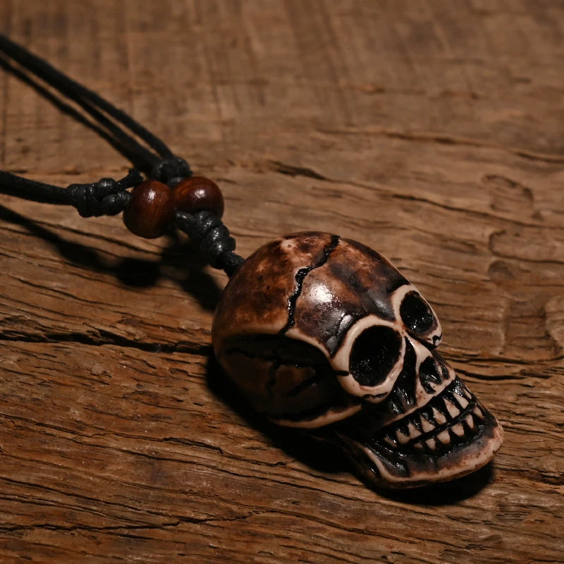 FX020 Ox bone carving necklace skull pendant Punk Choker Retro Jewelry Tribal style Imitation Yak Bone necklace Amulet