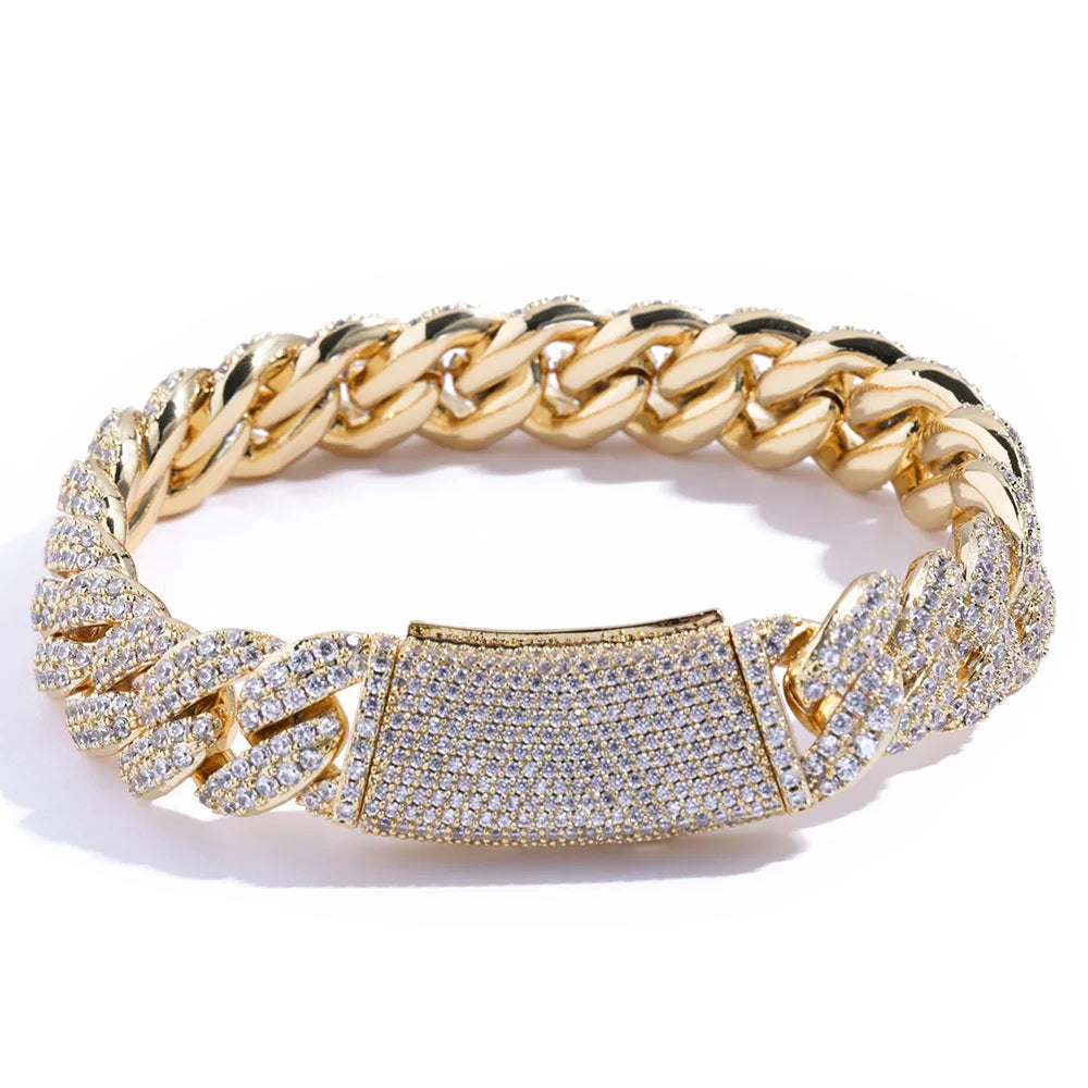 13mm Cuban Link Chain Necklaces Iced Out Miami Cuban Chain for Man Women Iced Out Shiny Inlaid Zircon Hip Hop Jewelry