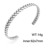 Retro Men Open Bangle for Man Stainless Steel Men's Braided Chain Style Cuff Bracelets Cool Birthday Jewelry Gifts for