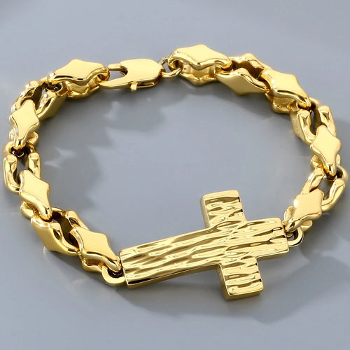 Cross Bracelet 8mm — Stainless Steel Vintage