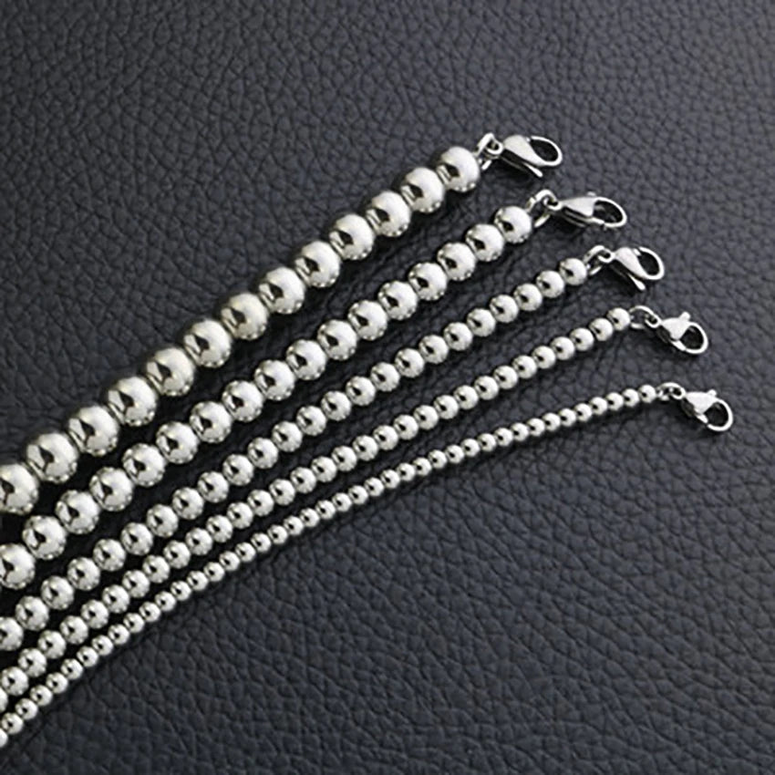 Round Bead Chain Necklace — Stainless Steel