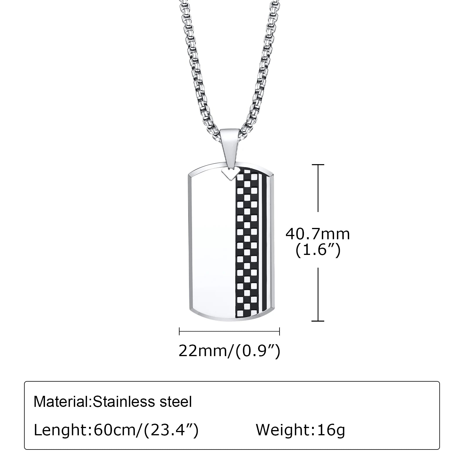 Men's Stylish Dog Tag Pendant Necklace, Stainless Steel Geometric Dog Tag Necklace, Fashion Casual Jewelry Gifts for