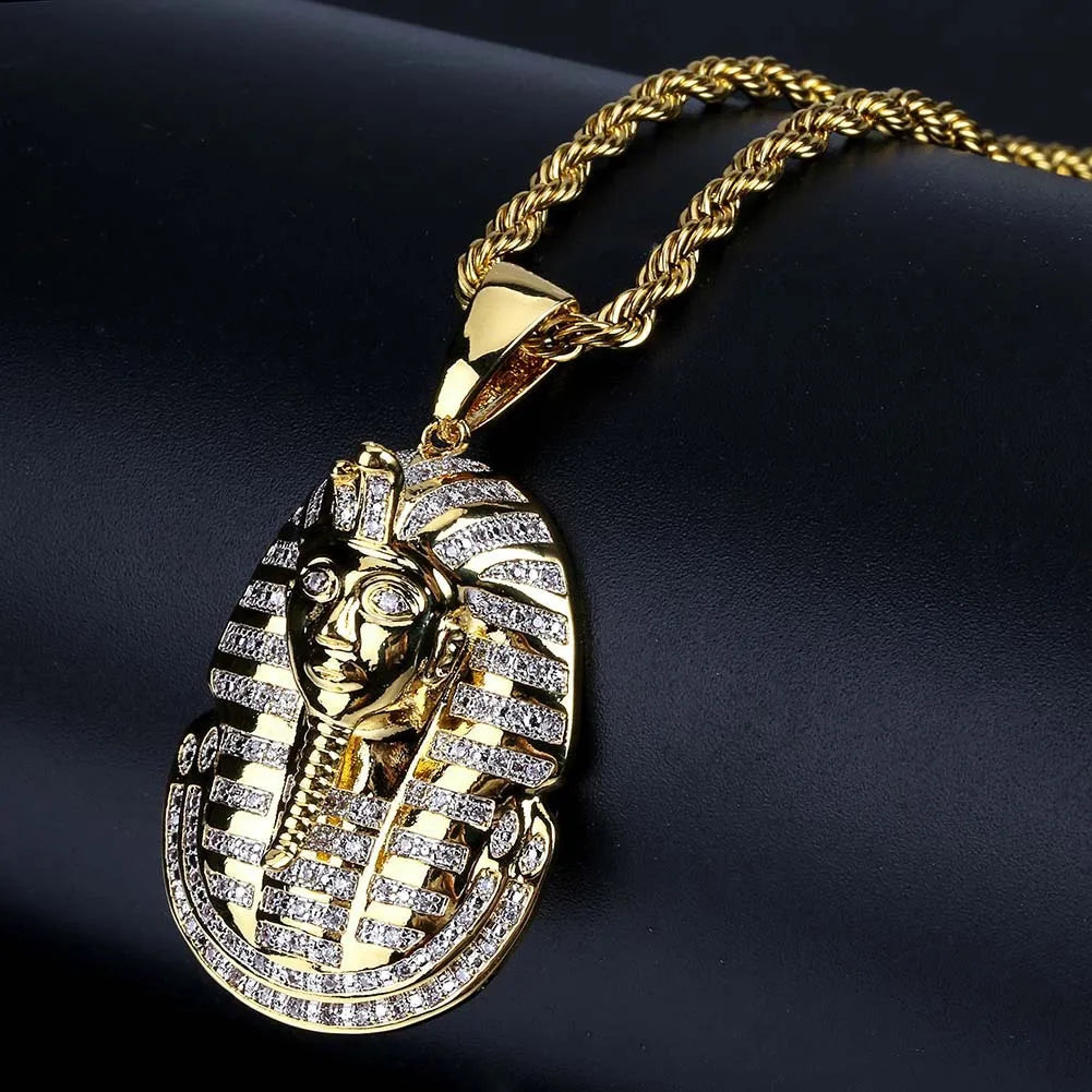 Gold Egyptian Pharaoh Pendant Necklace Statement