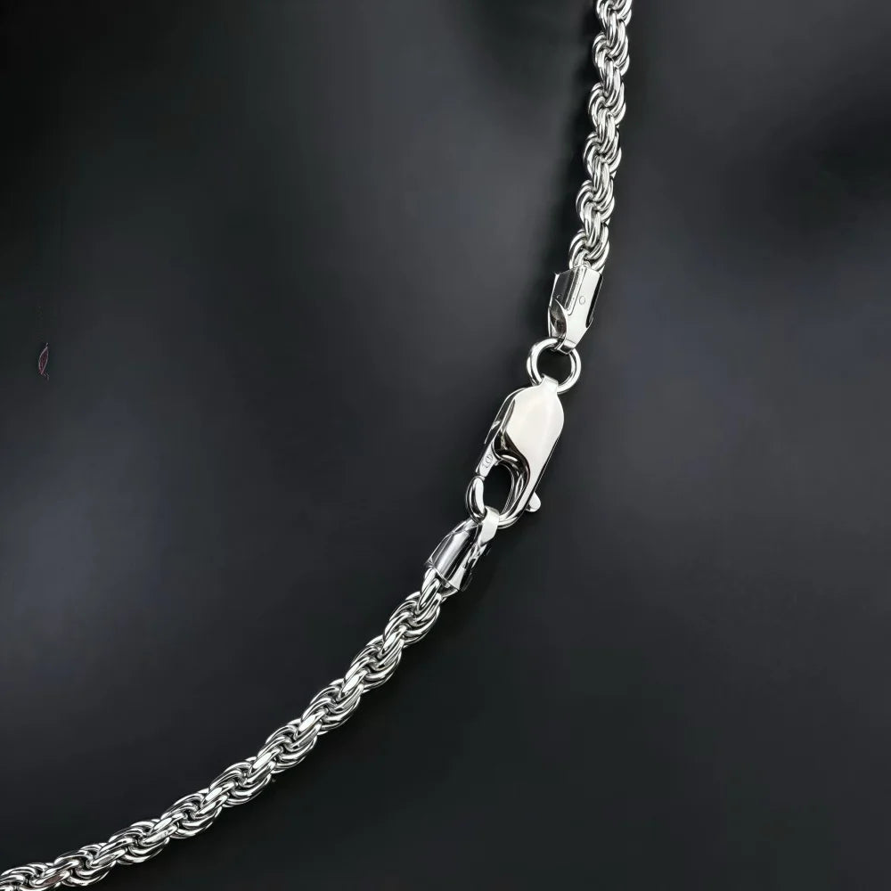 Hip Hop Men Stainless Steel Twist Chain Necklace Handmade Spring Buckle Basic Necklace Simple Jewelry Fashion Women Accessories