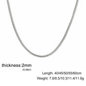 Stainless Steel Round Snake Chain Necklace 40-60cm
