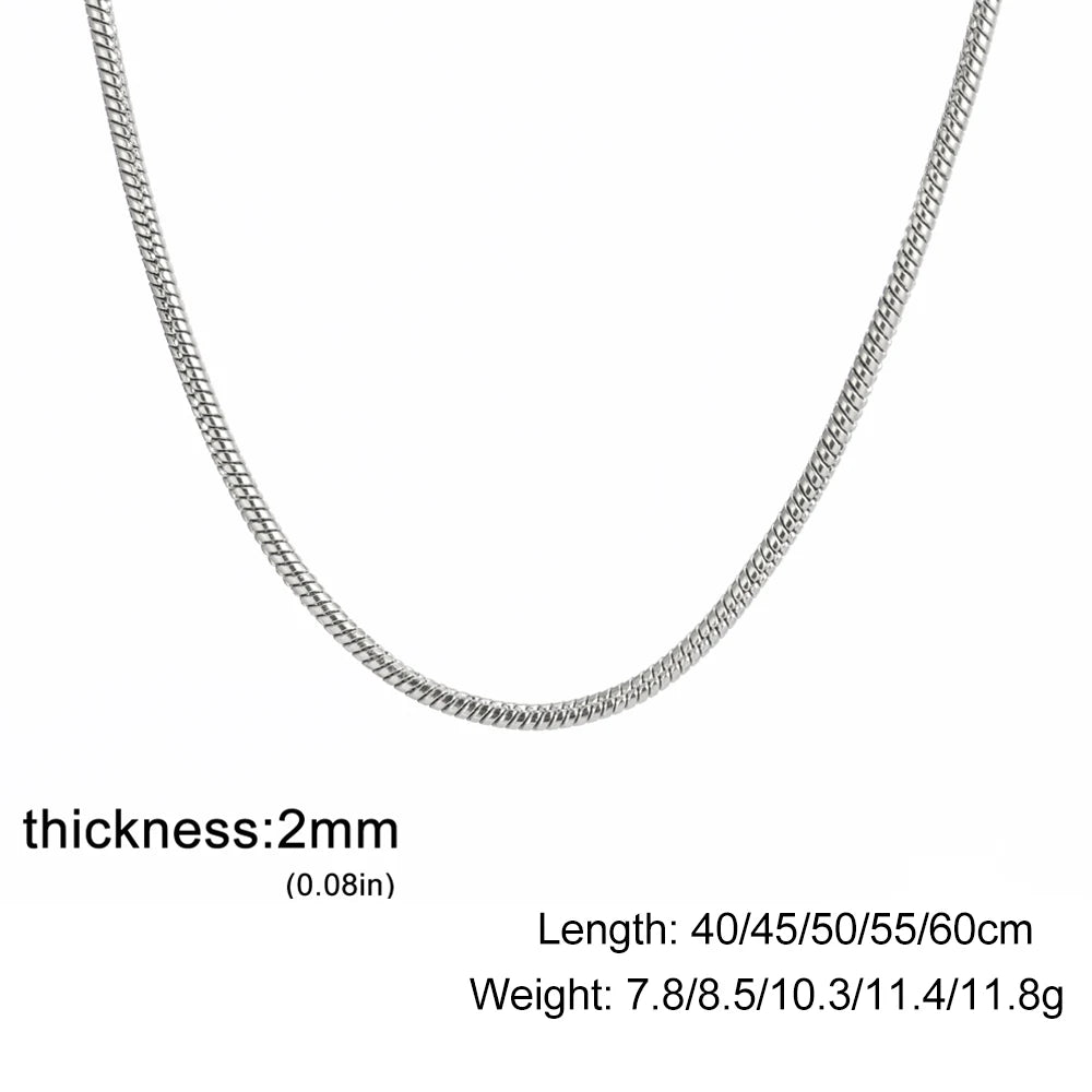 Skyrim Round Snake Chains Stainless Steel Necklace Men Women 40/45/50/55/60cm Length Unisex Hip Hop Punk Jewelry Gifts Wholesale