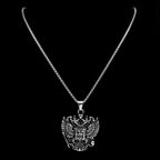 Russian Double-Headed Eagle National Emblem Symbol Pendant Necklaces for Women Men Silver Color Stainless Steel Jewelry Gift
