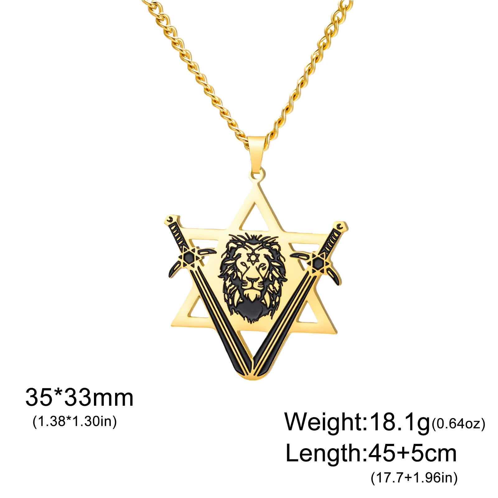 Lion Head Pendant Necklace — Gold