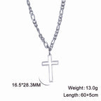 Hollow Cross Pendant Necklace for Men Women Stainless Steel Figaro Chain Necklace Punk Choker Jewelry for Party Gift