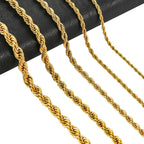 Fashion Hip Hop Rope Chain Necklace Classic Stainless Steel Twisted Link Chain Necklace For Men Women  Jewelry Gift