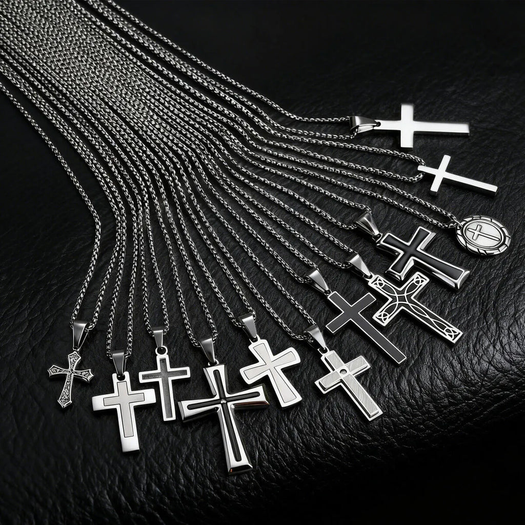 Minimal Cross Pendant — Silver Stainless