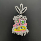 THE BLING KING Travis Scott Hip Hop Anime Enamel Funny Ghost Pendant Necklace Rap Jewelry Colorful Face With Full Cubic Zircon