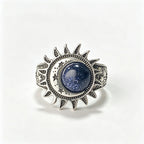 Sun Star Moon Cabochon Ring — Silver-Tone Bohemian