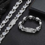 Iced Out Heart Cuban Bracelet 12MM Stainless Steel