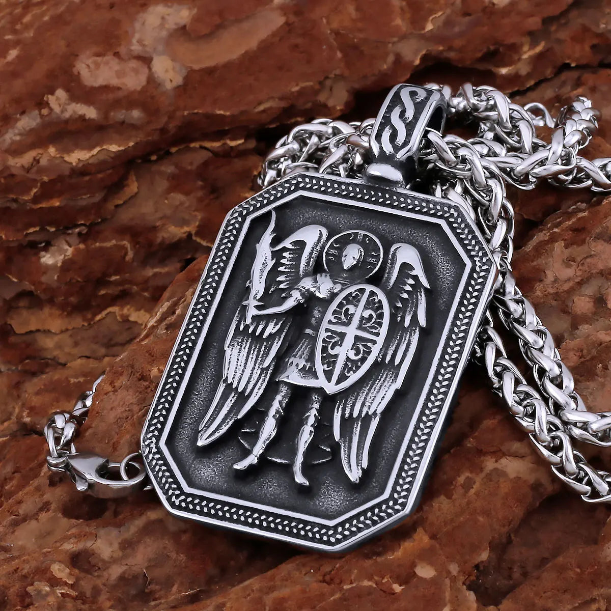 Religious Guard Archangel St. Michael Necklace Christian Faith Amulet Pendant Stainless Steel Gold Color Jewelry for