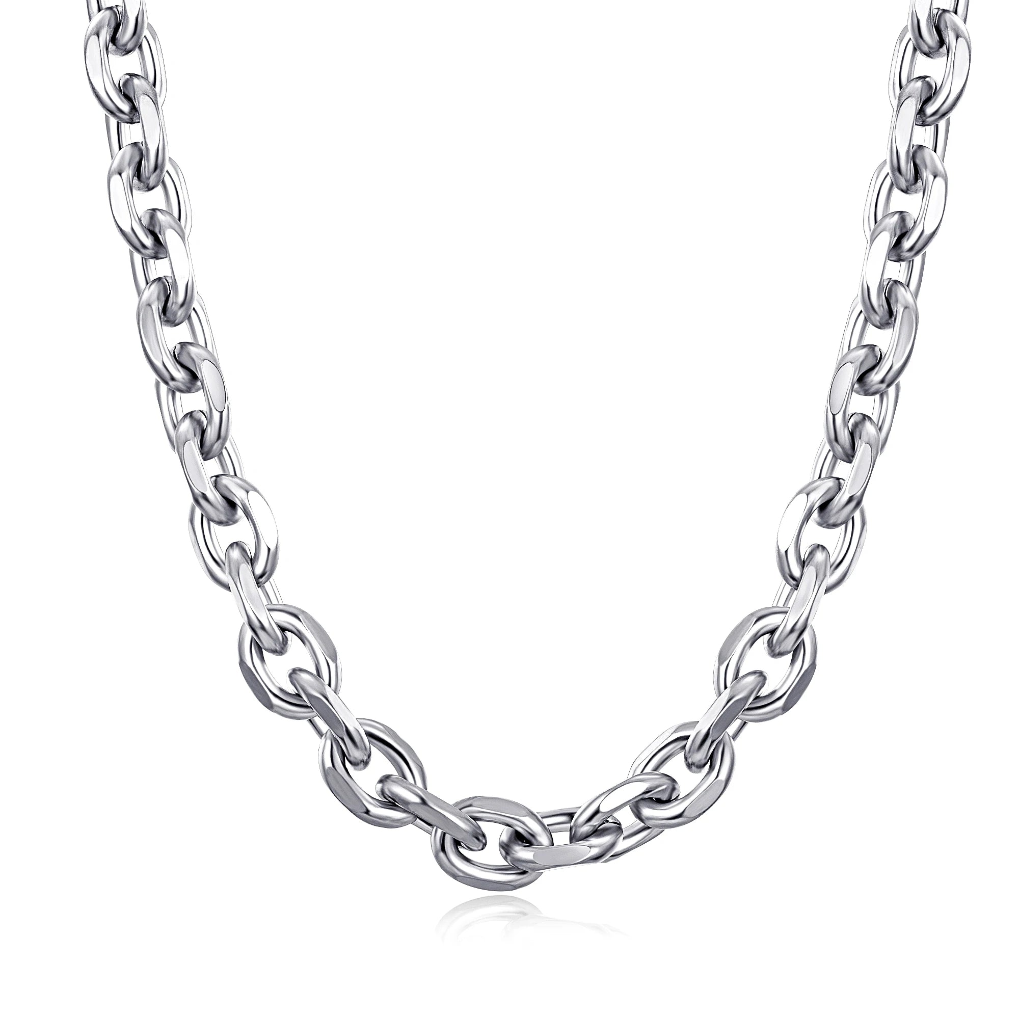 Minimal Silver O-Chain Necklace — Stainless Steel