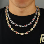 Gold Iced Out Heart Cuban Chain Necklace Colorful