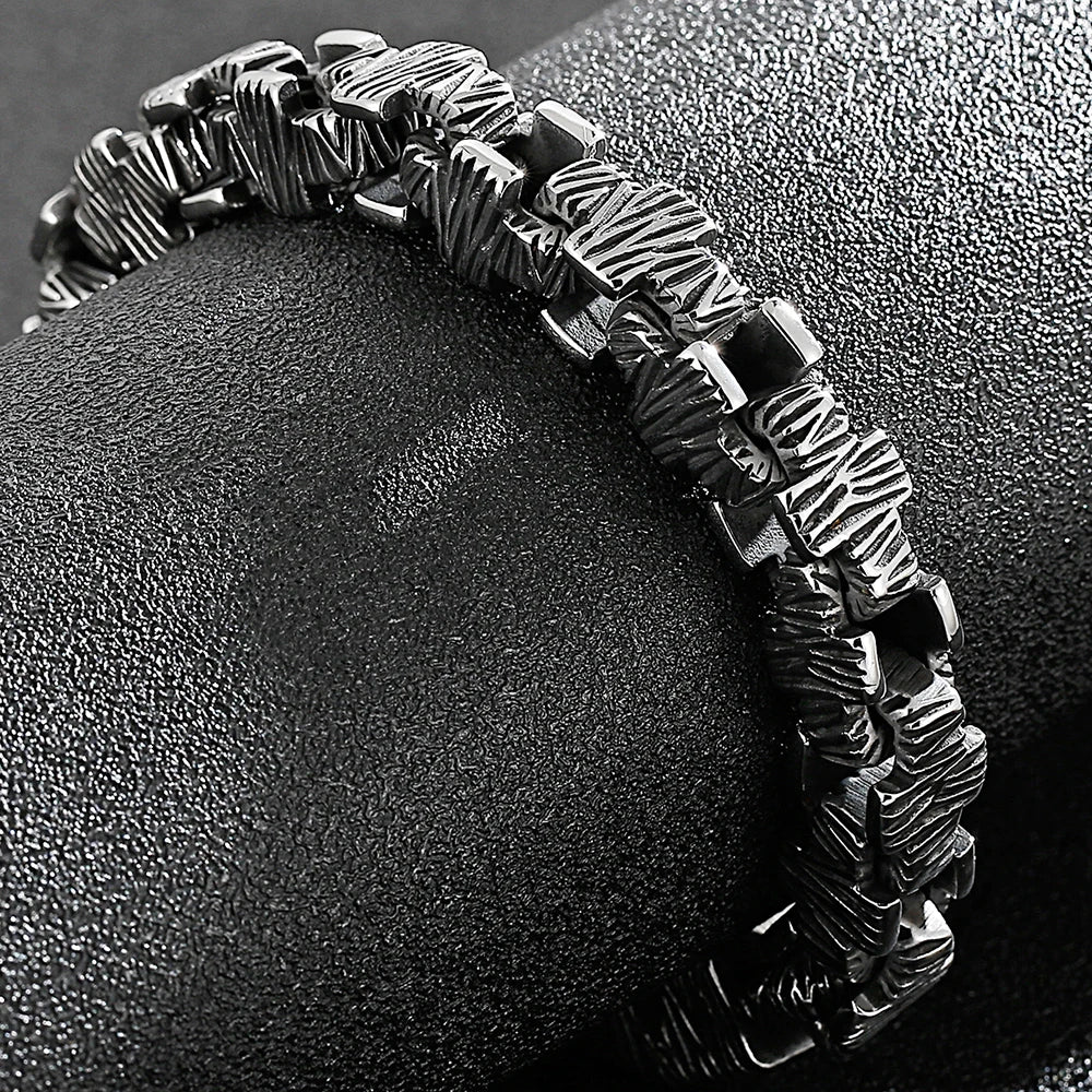 Vintage 10MM Width Men's Cross Bracelet Stainless Steel Punk Link Chain Gothic Streetwear Punk Jewelry Accessory for
