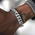 9mm Retro Stainless Steel Cuban Chain Bracelet Simple Silver Color Men Stainless Steel Jewelry Fashion Casual Wear