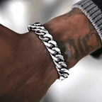 9mm Retro Stainless Steel Cuban Chain Bracelet Simple Silver Color Men Stainless Steel Jewelry Fashion Casual Wear