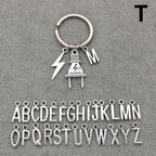 Fashion A-Z Letter Charm Lightning Bolt Plug Electrician Keychain for Electrical Worker Bag Car Keyring Gifts
