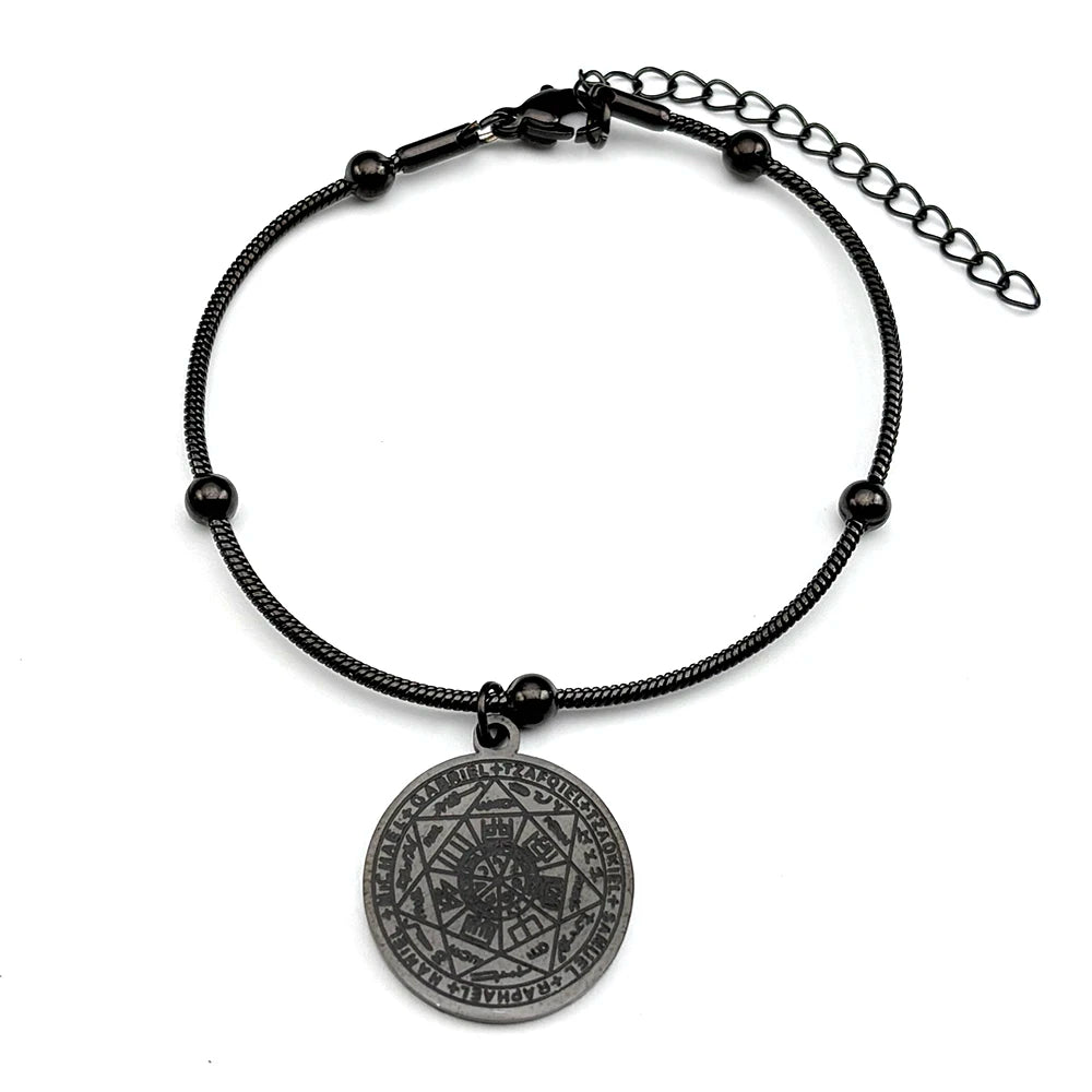 Seven Archangels Amulet Stainless Steel Bracelet for Women Men Seal of Salomon Talisman Christian Protection Hand Chain