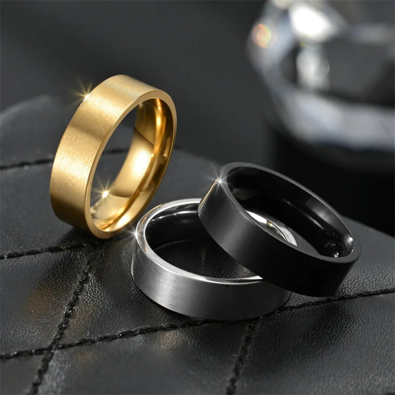 Classic Matte Flat Band Ring 6mm — Stainless Steel