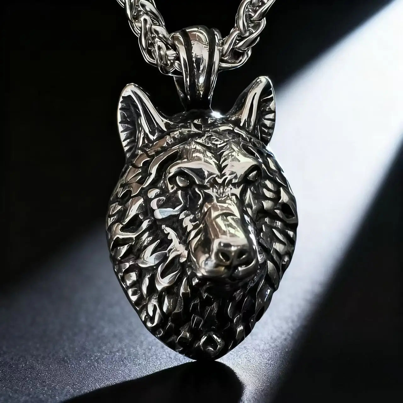 Wolf Viking Steel Pendant 316L Head Punk