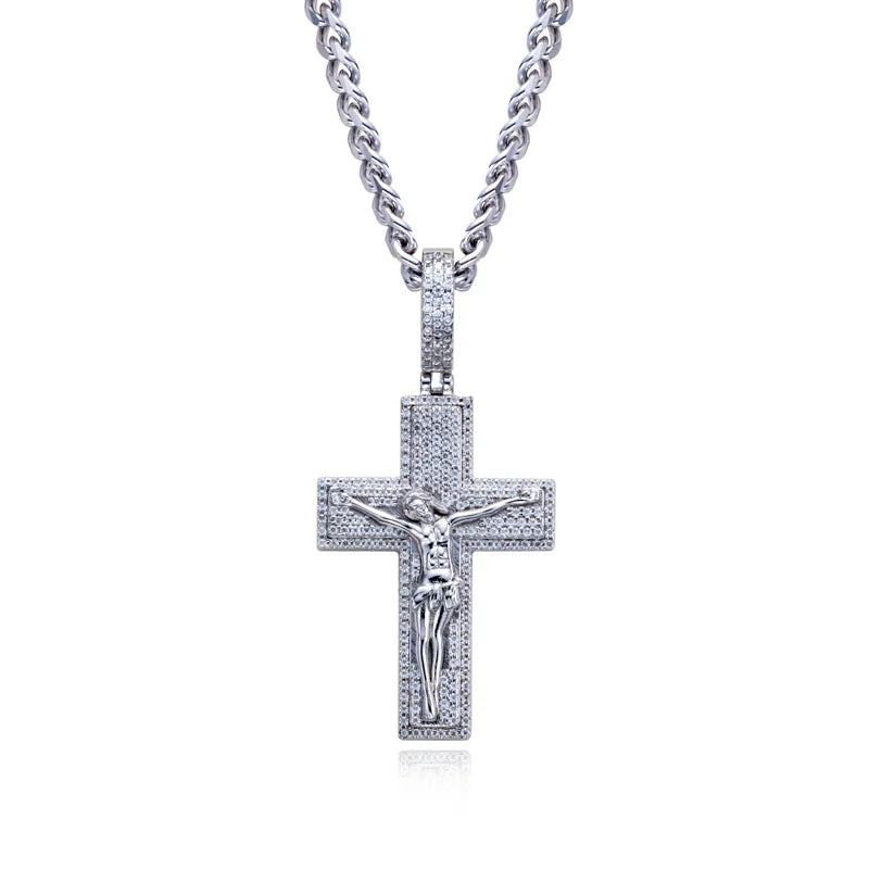 Iced Out Jesus Cross Pendant — 925 Silver