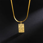 LIKGREAT Major Arcana Tarot Card Necklace Stainless Steel Snake Chain Necklace Vintage Amulet Moon/Sun/Star Tarot