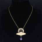 Bat Witchcraft Triple Moon Goddess Necklace Stainless Steel Women Silver Color Moth Necklace Jewerly Collar Mujer N3059S02