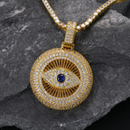 European and American cross-border hot sales ins new devil's eye pendant slightly inlaid with zircon hip hop hipster accessories