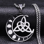 Witchcraft Celtic Witch Knot Pendant Necklace for Women Men Stainless Steel Slavic Protection Amulet Jewelry nudo de