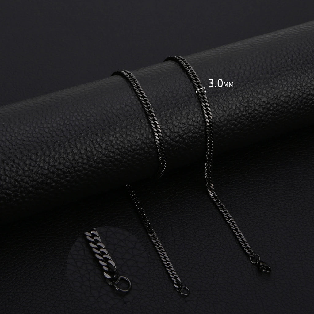 HIYEE Classic Cuban Chain Necklace Temperament Retro Trend Party Wear Amulet Stainless Steel Non-Fading Accessories