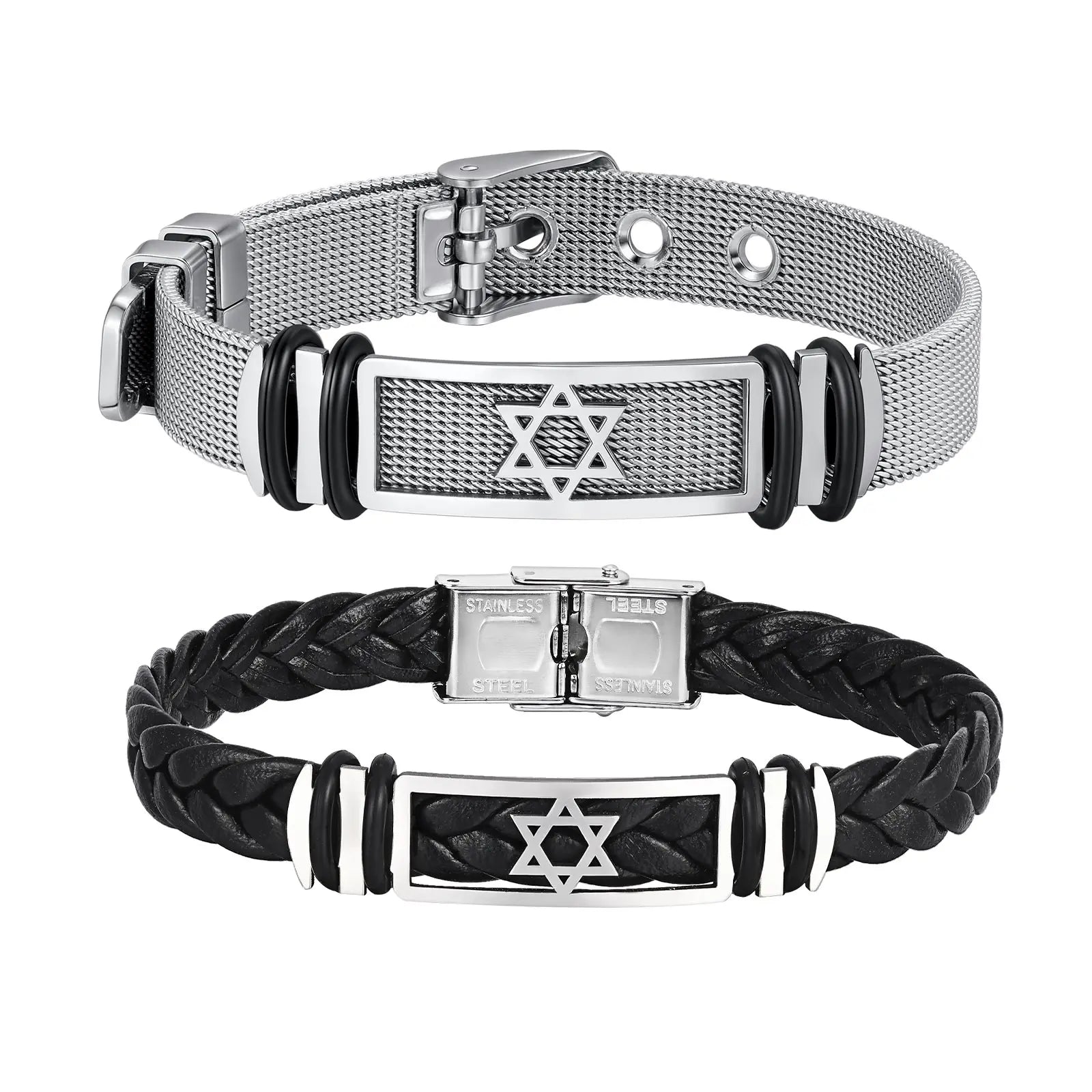 Star of David Watch Strap Bracelet — Stainless Steel