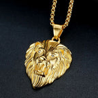 Men's Rock Hip Hop Lion Head Necklace Fashion Creative Stainless Steel Animal Pendant Party Club Charm Jewelry Gifts