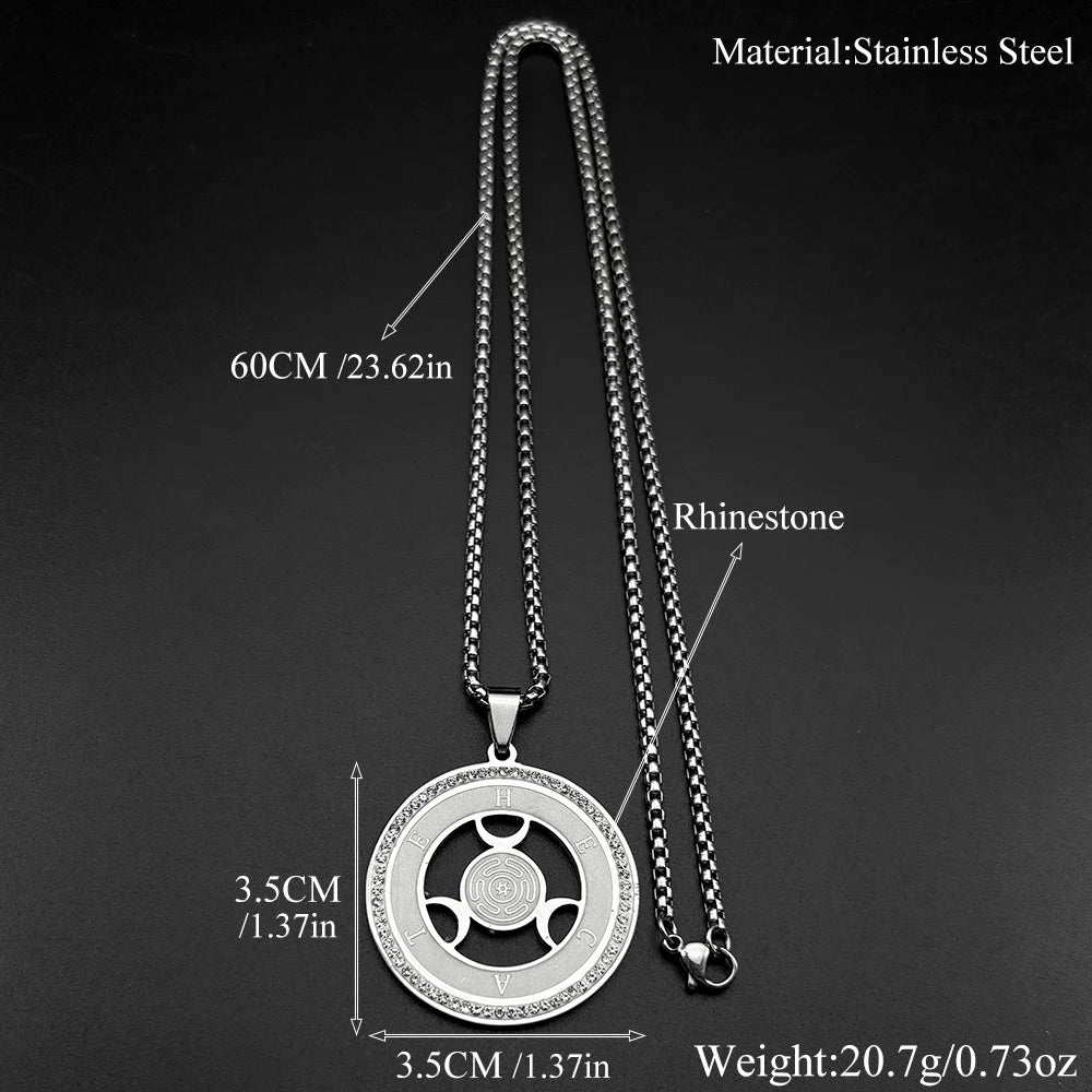 Moon Steel Pendant Witchcraft Triple Goddness