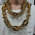 New Punk Big Acrylic Rectangle Chain Hip Hop Exaggeration Necklace Plastic Men Women Festival Carnival Performance