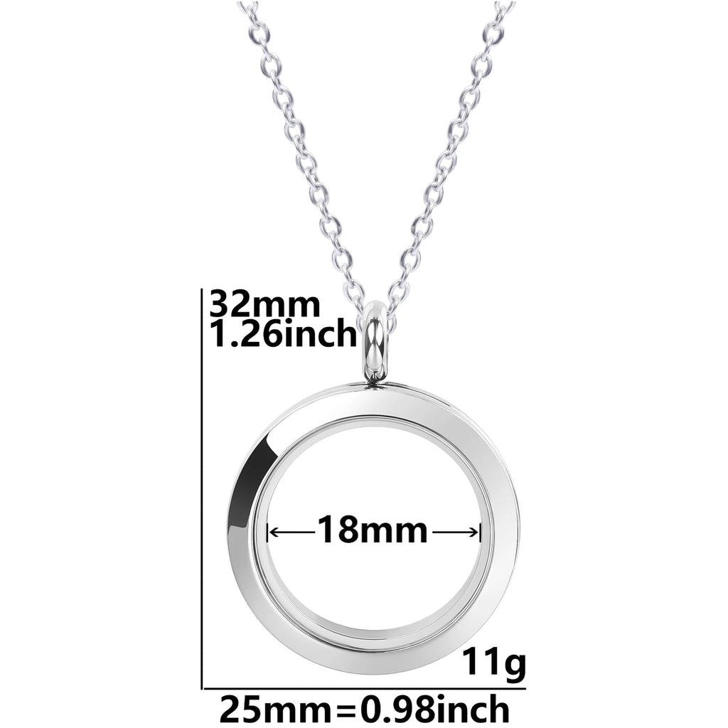 Round Pendant Necklace Locket Charm Stainless Steel Necklaces For Women Men Jewelry Chain Around Neck Necklace Decoration Gifts