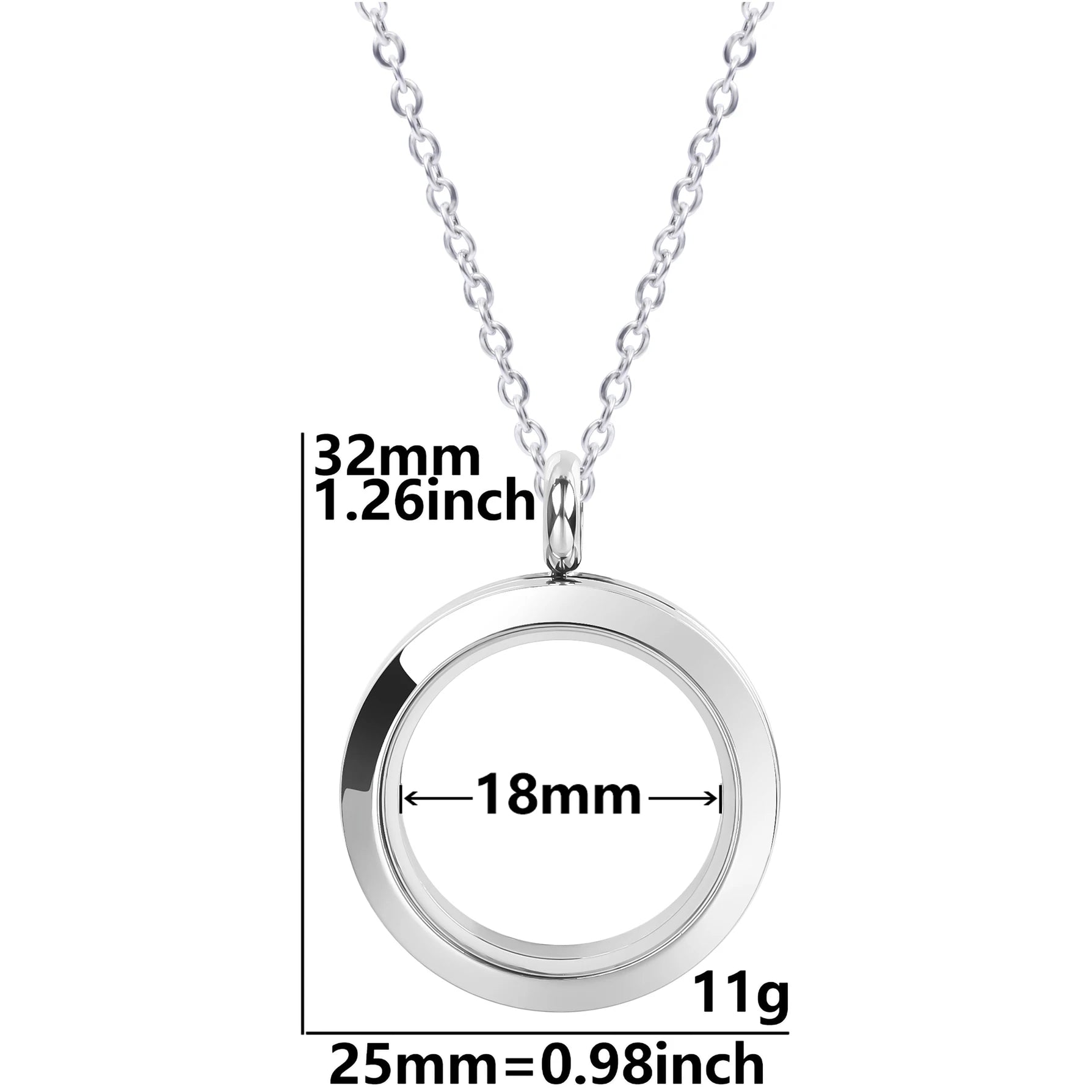 Round Pendant Necklace Locket Charm Stainless Steel Necklaces For Women Men Jewelry Chain Around Neck Necklace Decoration Gifts