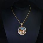HHIOK Customized Necklaces Circle Chain Picture Personalized Diamond Memory Pendant with Photo Wing Design Gift for Men