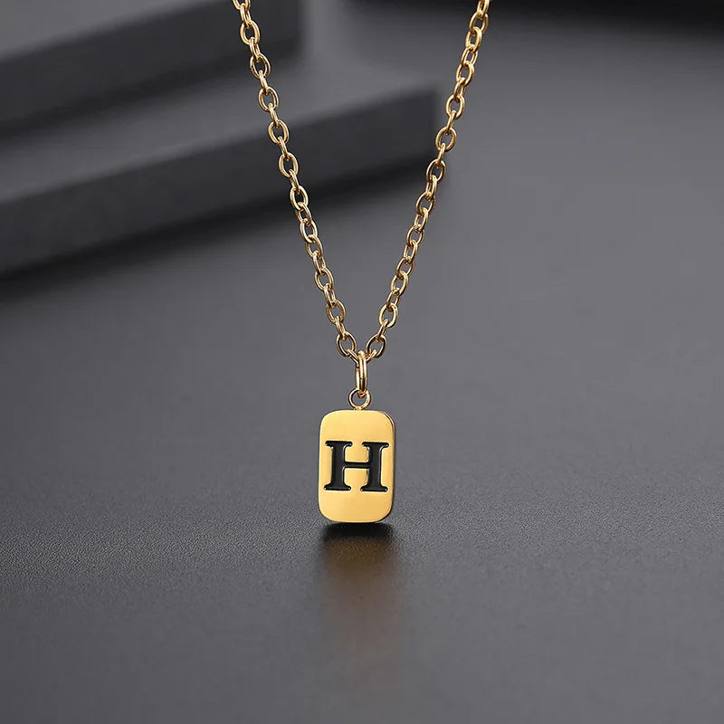 Letter Pendant Square Chain — Gold