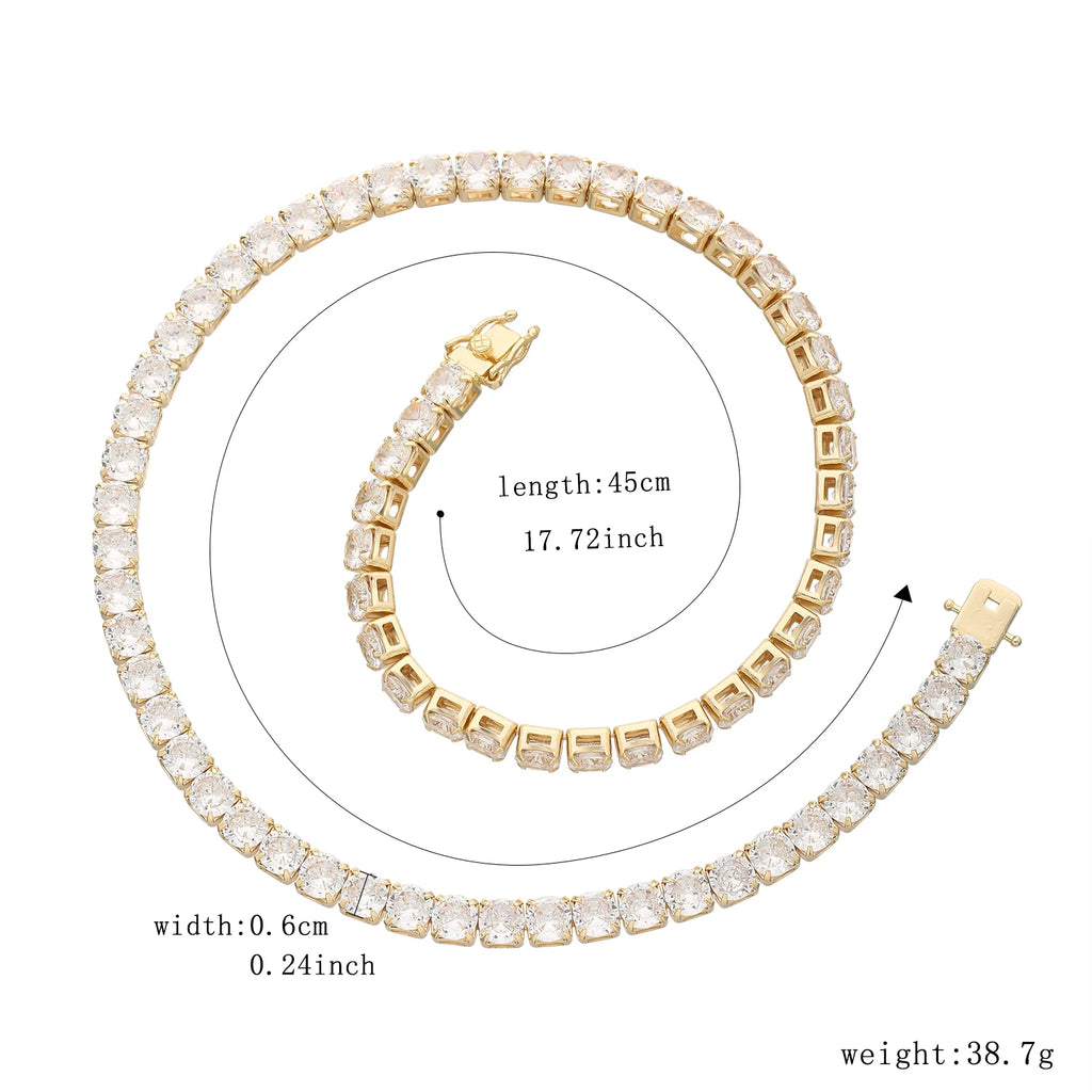 Multi-Color CZ Chain Bracelet Necklace Set 6mm 50cm