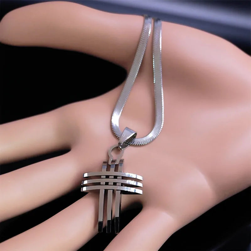 Cross Snake Steel Pendant Novelty Trinity Stereo
