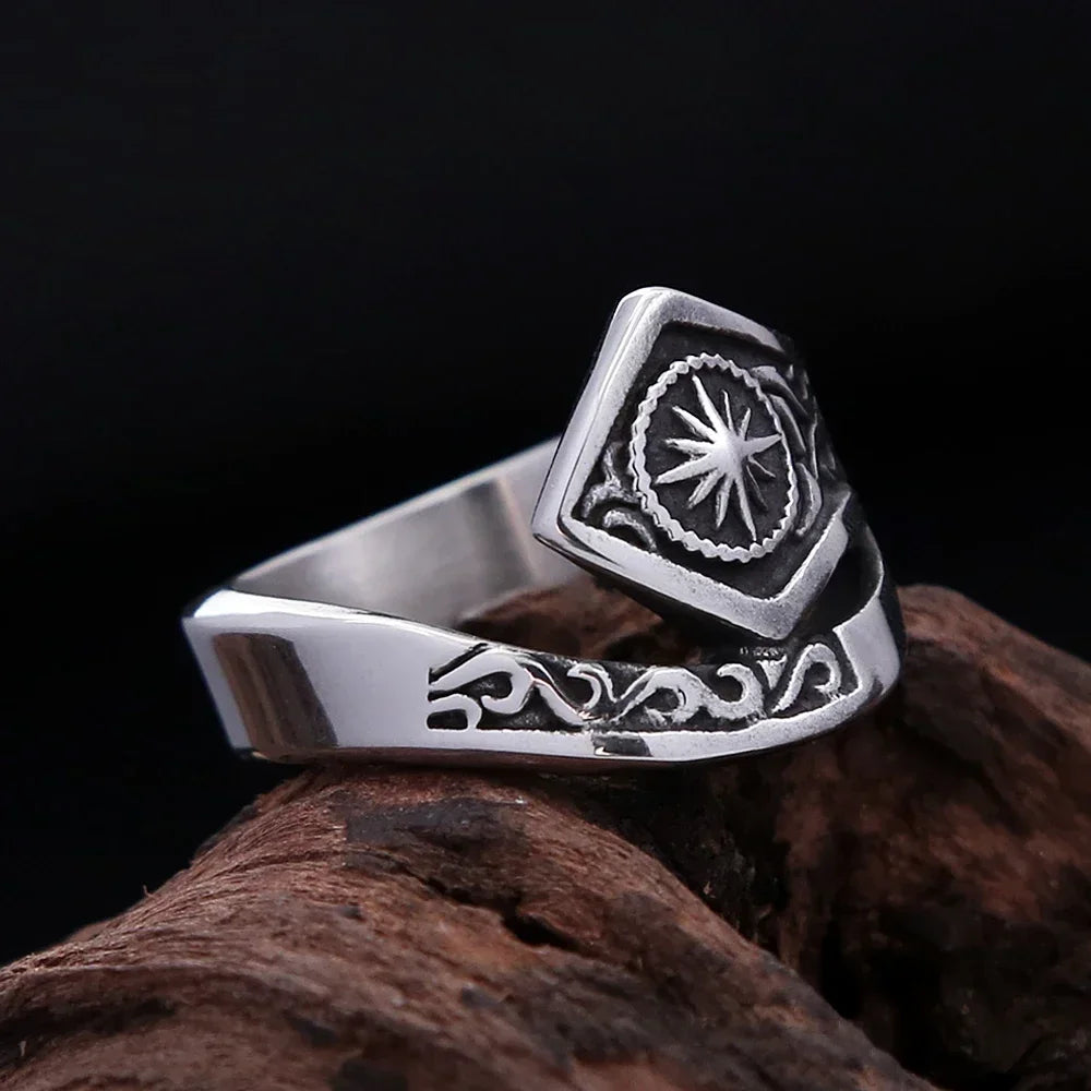 Sun Steel Ring Vintage Indian Style God 316L Punk