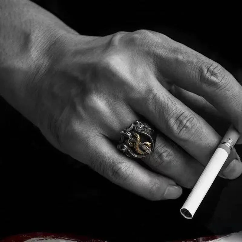 Pirate Kraken Rings for Men Women Vintage Medal Finger Ring Jewelry Gift Resizable