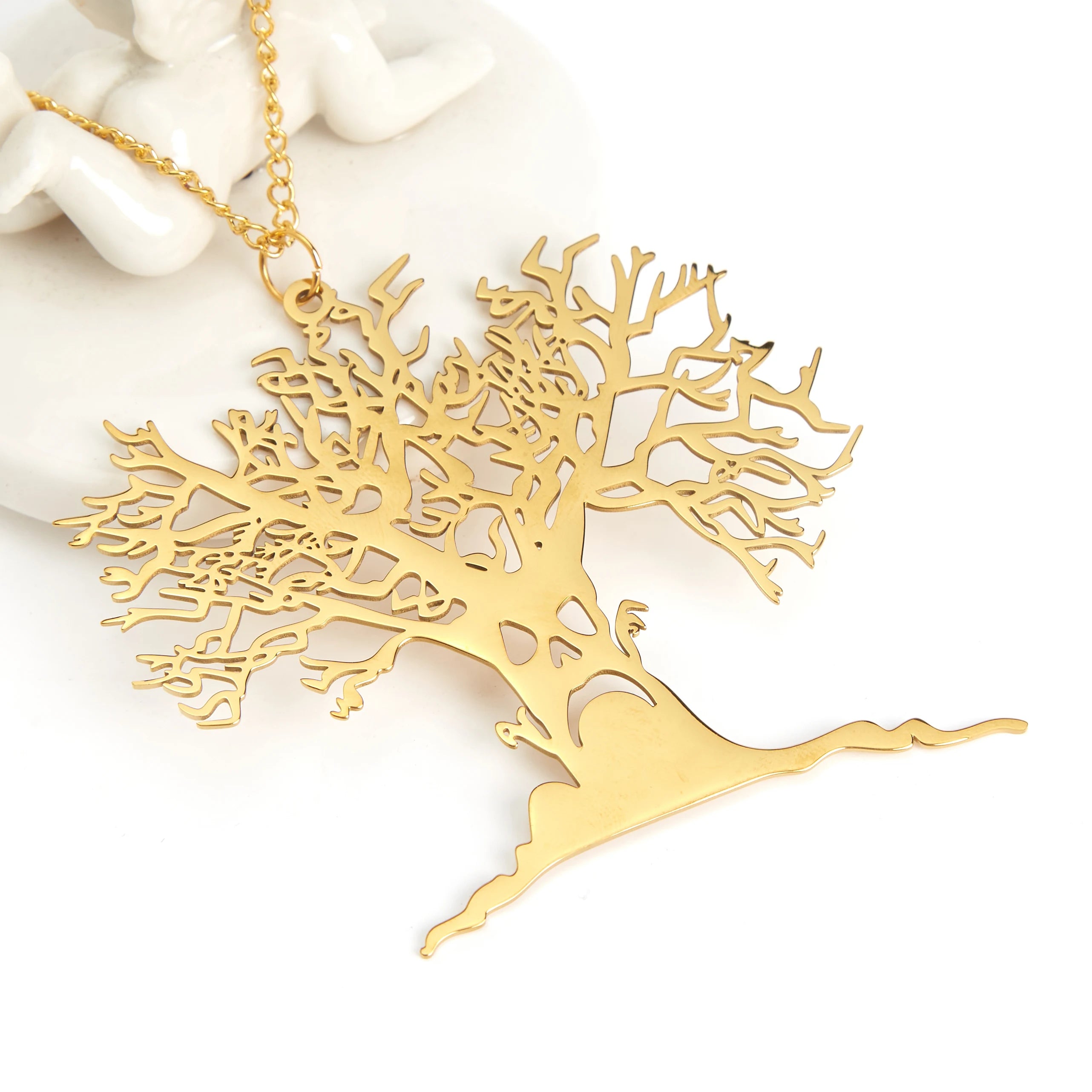 2025 Halloween Scary Tree Pendant Exquisite Stainless Steel Tree of Life Necklace Neck Chain Punk Hip Hop Funny Jewelry